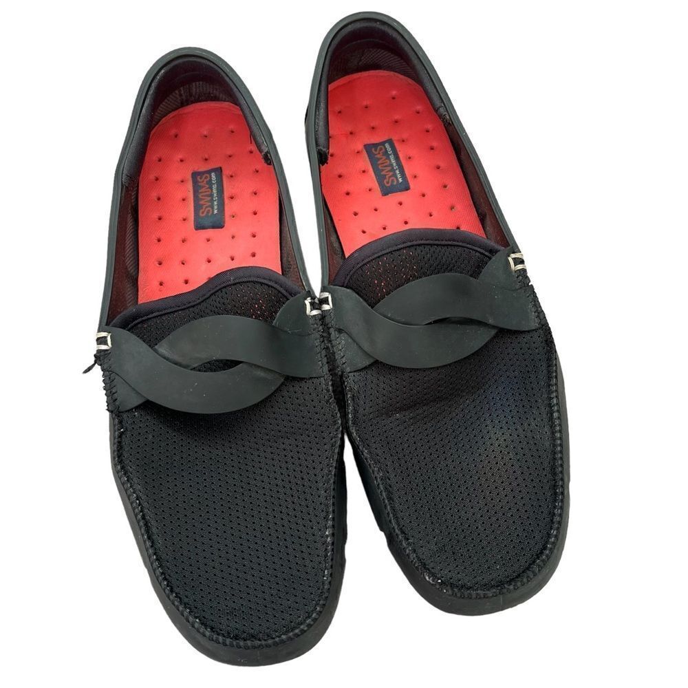 Men's SWIMS Penny Loafers Machine Washable Boat & Deck Shoes Black size 9